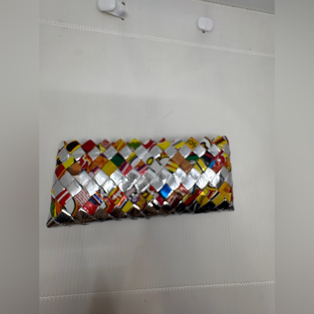 Colorful Woven Clutch Gum/Candy/Juice Wrappers Clutch Bag ~ Zipper Closure